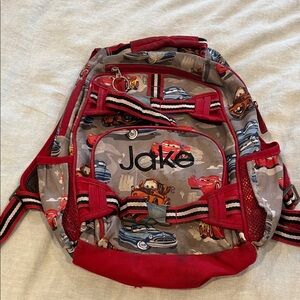 Pottery Barn Kids Red and Gray Cars Backpack